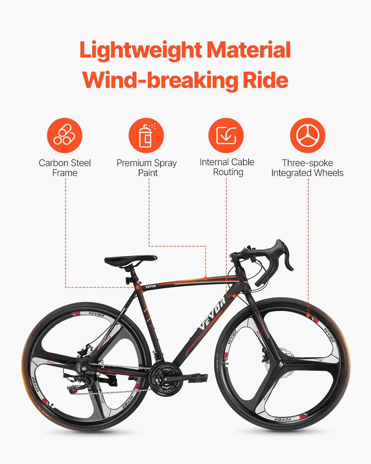 Road Bike, 700C Wheels Racing Bike, SHIMANO 21 Speeds Drivetrain System City Commuter Road Bicycle, Urban Adult Sport Bike With Carbon Steel Frame, Drop Bar, Disc Brake, For Men And Women