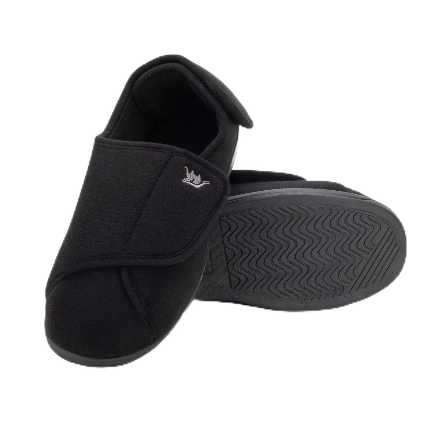 Happy Touch Diabetic Slippers For Women Lymphedema Shoes Edema Shoes For Swollen Feet Indoor and Outdoor Diabetic Velcro Slippers For Women Non Slip House Slippers For Woman (Black 8)
